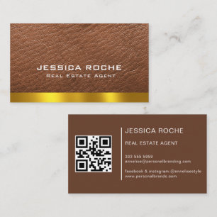 Tarjeta De Visita Realtor Blue Real Estate Agent Código QR moderno