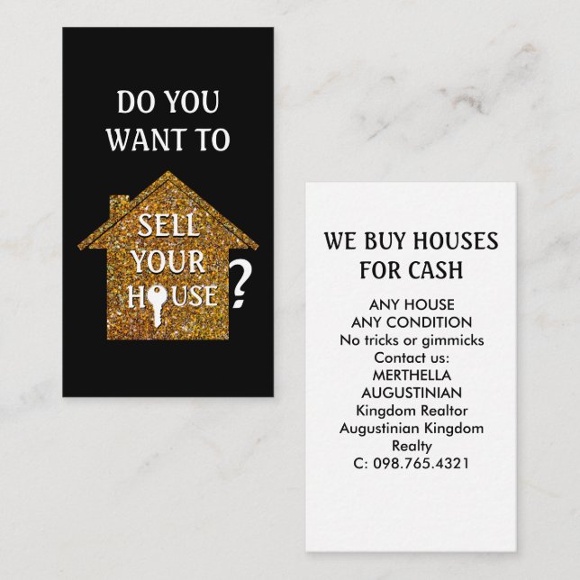 Tarjeta De Visita Realtor COMPRAMOS CASAS (Anverso / Reverso)