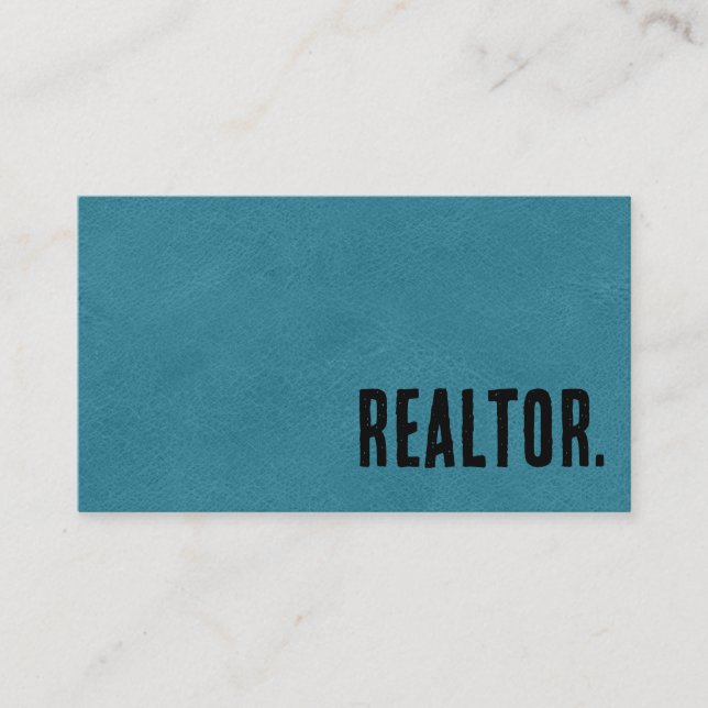 Tarjeta De Visita Realtor de cuero falso azul Premier (Anverso)