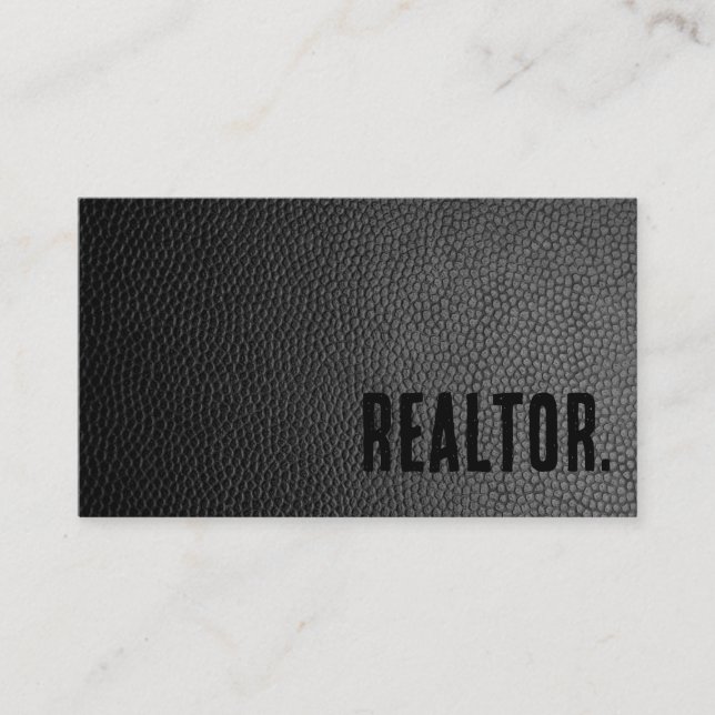 Tarjeta De Visita Realtor de cuero negro de imitación (Anverso)