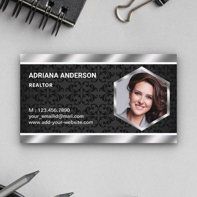 Tarjeta De Visita Realtor de fotografía de bienes raíces metálicos d (Subido por el creador)