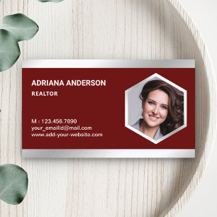 Tarjeta De Visita Realtor de fotografías inmobiliarias de acero rojo