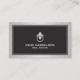 Tarjeta De Visita Realtor de glamour moderno, plata inmobiliaria/neg
