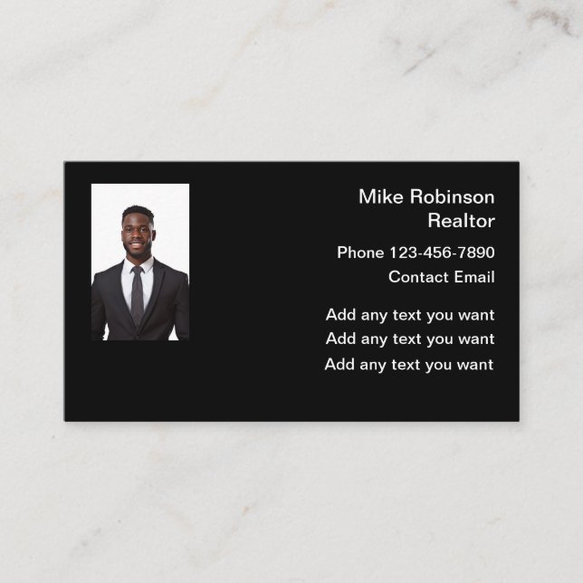 Tarjeta De Visita Realtor fotográfico afroamericano (Anverso)