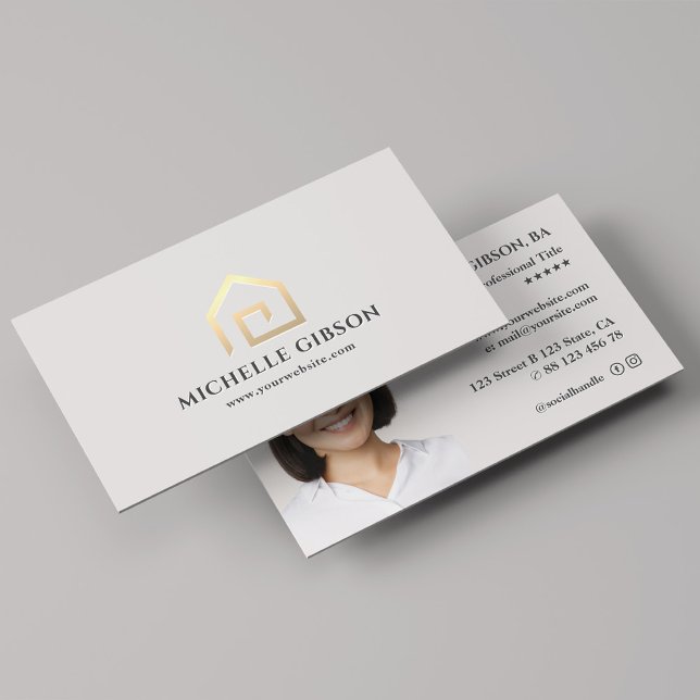 Tarjeta De Visita Realtor Gold House Mortgage Broker Minimal (Realtor Gold House Mortgage Broker Minimal Business Card
)