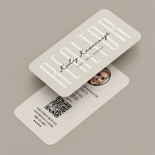 Tarjeta De Visita Realtor hipotecario inmobiliario foto de beige mod