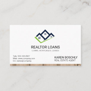 Tarjeta De Visita Realtor   Icono de inicio del guarnecido de madera