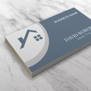 Tarjeta De Visita Realtor inmobiliario moderno azul y plata