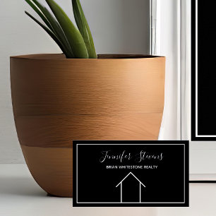 Tarjeta De Visita Realtor Minimalista blanco y negro inmobiliario mo