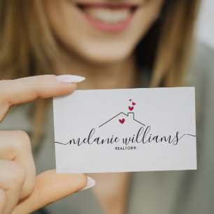 Tarjeta De Visita Realtor mínimo rojo