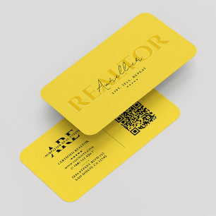 Tarjeta De Visita Realtor Monograma Agente inmobiliario Amarillo mod