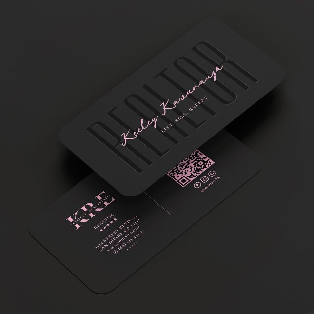 Tarjeta De Visita Realtor Mortgage Black Pink Real Estate Broker (Realtor Mortgage Black Pink Real Estate Broker Business Card
)