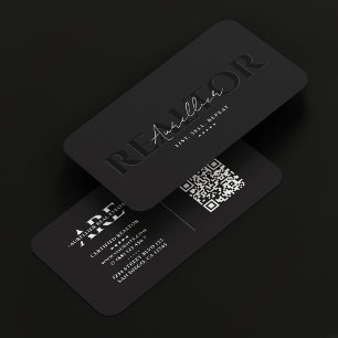 Tarjeta De Visita Realtor Mortgage Broker Black White Script moderno