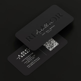 Tarjeta De Visita Realtor Mortgage Broker Black White Script moderno