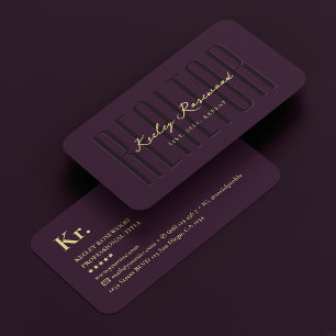 Tarjeta De Visita Realtor Mortgage Broker Purple Moderno de lujo