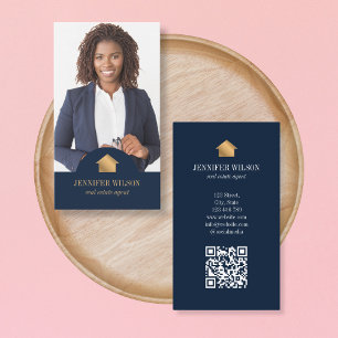 Tarjeta De Visita Realtor QR agente inmobiliario de retrato profesio