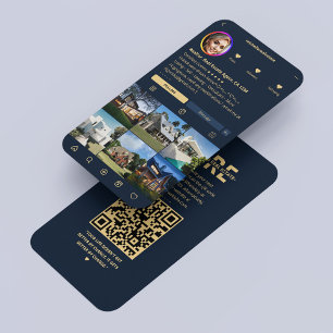 Tarjeta De Visita Realtor Real Estate Agent IG Navy Blue Modern