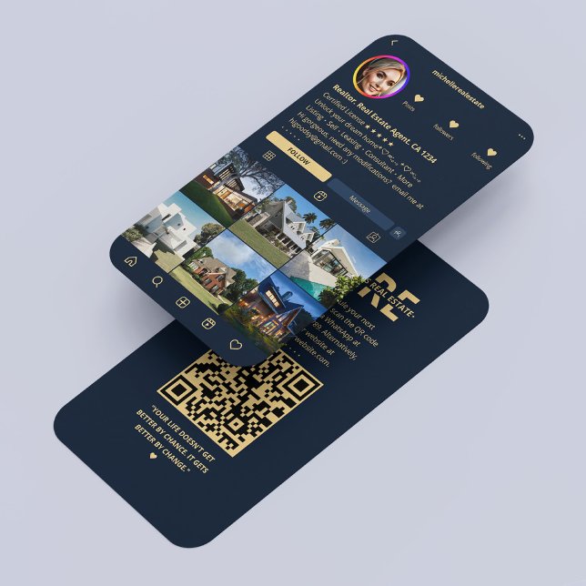 Tarjeta De Visita Realtor Real Estate Agent IG Navy Blue Modern (Realtor Real Estate Agent IG Navy Blue Modern Business Card
)