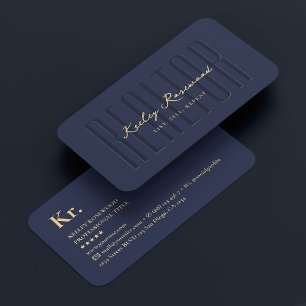 Tarjeta De Visita Realtor Real Estate Agent Navy Blue Modern