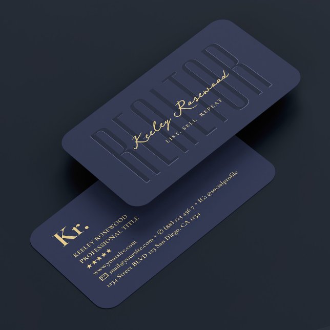 Tarjeta De Visita Realtor Real Estate Agent Navy Blue Modern (Realtor Real Estate Agent Navy Blue Modern Business Card
)