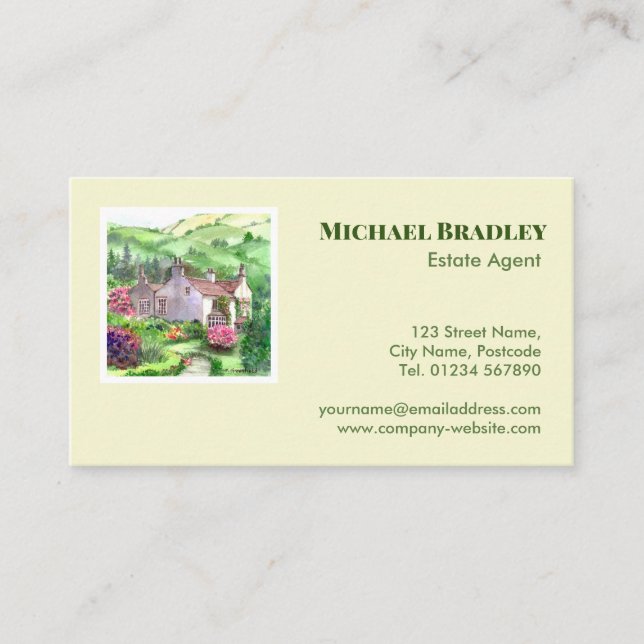 Tarjeta De Visita Realtor Real Estate Agent Rydal Mount Property (Anverso)