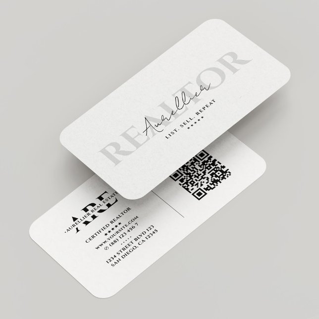 Tarjeta De Visita Realtor Real Estate Broker Minimal White Modern (Realtor Real Estate Broker Minimal White Modern Business Card
)