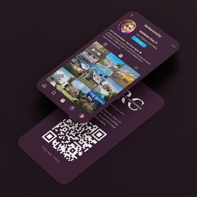 Tarjeta De Visita Realtor Real Estate Elegant Dark Purple IG Grid (Realtor Real Estate Elegant Dark Purple IG Grid Business Card
)