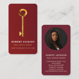 Tarjeta De Visita Realtor Real Estate Gold Key Red de Lujo