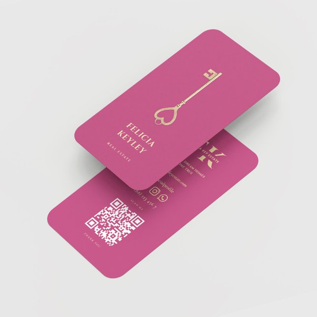 Tarjeta De Visita Realtor Real Estate Monograma rosa moderno (Realtor Real Estate Monogram Modern Pink Business Card
)