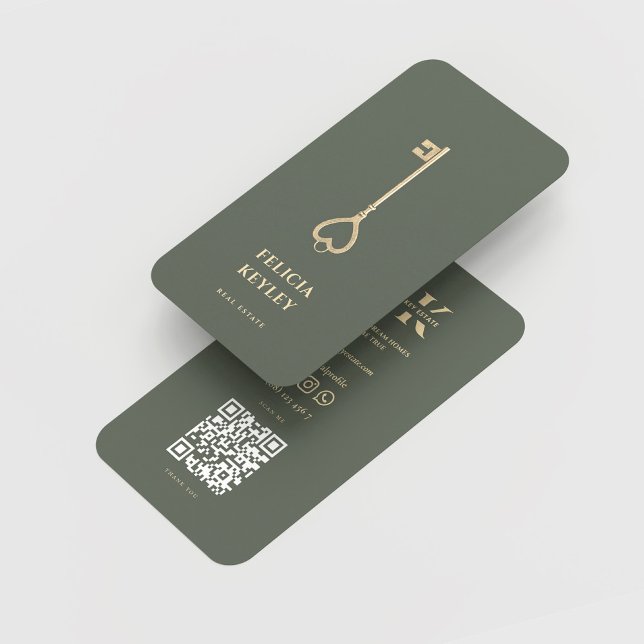 Tarjeta De Visita Realtor Real Estate Monograma verde sabio moderno (Realtor Real Estate Monogram Modern Sage Green Business Card
)