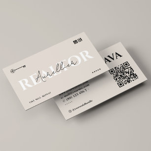 Tarjeta De Visita Realtor Realty Minimal Mortgage Broker Beige