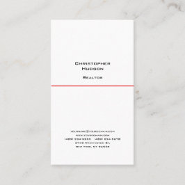 Tarjeta De Visita Realtor simple de llanura rojo blanco negro profes