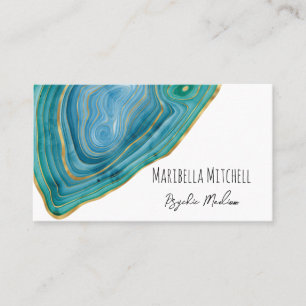 Tarjeta De Visita Rebanada de Ágata Azul Cristal Psíquico Medio Espi