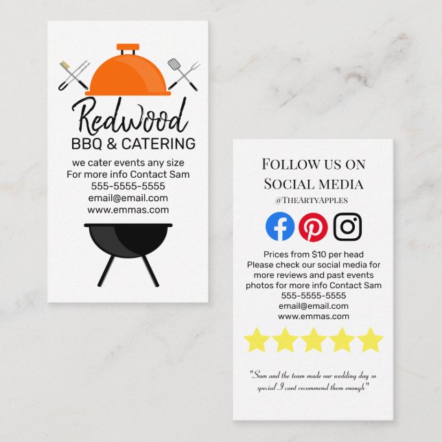 Tarjeta De Visita Recaudación de fondos para eventos de boda asado d (Anverso / Reverso)