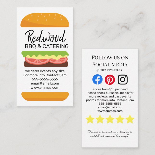 Tarjeta De Visita Recaudación de fondos para eventos de boda asado d (Anverso / Reverso)