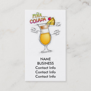 TARJETA DE VISITA RECETA DE COCTEL DE PINA COLADA ART