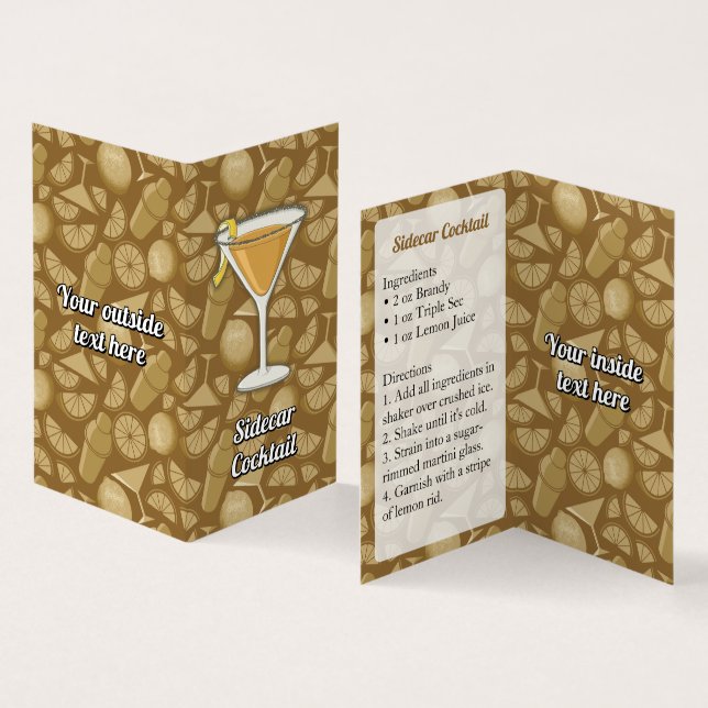 Tarjeta De Visita Receta de Sidecar (Interior y exterior)