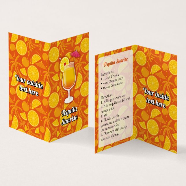 Tarjeta De Visita Receta de Tequila Sunrise (Interior y exterior)