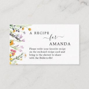 Tarjeta De Visita Receta de WILDFLOWERS solicitud de ducha nupcial