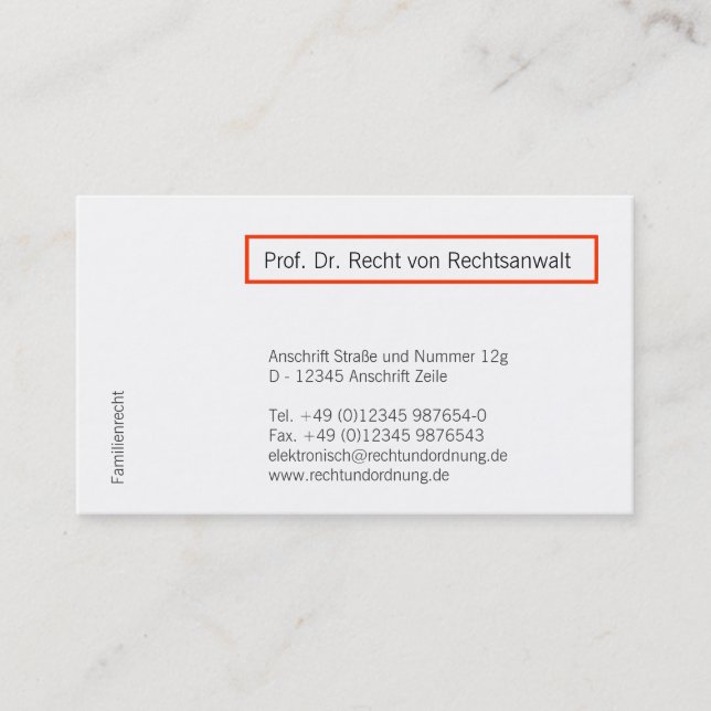 Tarjeta De Visita Rechtsanwalt Karten (Anverso)