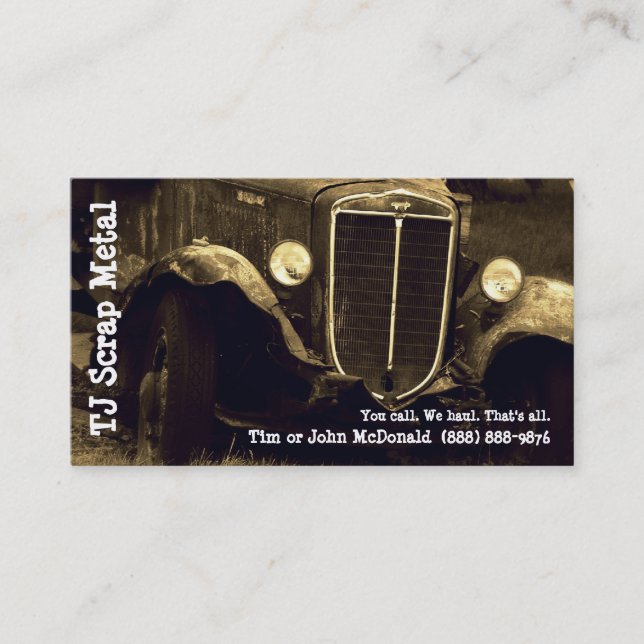 Tarjeta De Visita Reciclaje de la chatarra y recogida de basura (Anverso)