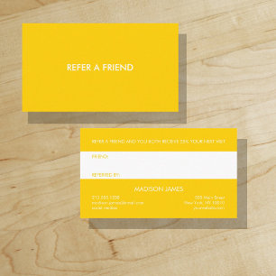 Tarjeta De Visita Recomienda a un Amigo Brillante Amarillo Dorado