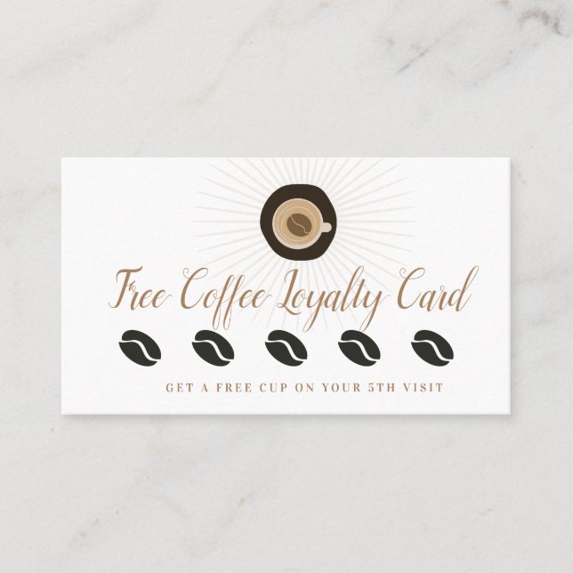 Tarjeta De Visita Recompensa de café gratis lealtad limpia (Anverso)