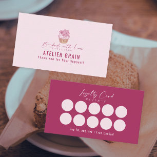 Tarjeta De Visita Recompensa de Lealtad de Panadería de Cupcakes Ele