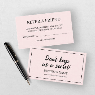 Tarjeta De Visita Recompensa Rosa Moderno Referir un Amigo Negocio R
