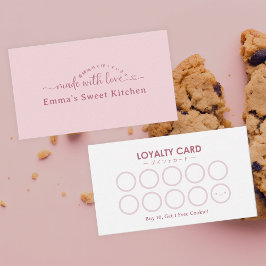 Tarjeta De Visita Recompensas de lealtad de panadería Simple Pink He