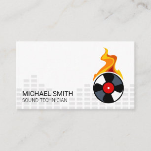 Tarjeta De Visita Record Vinyl Flame Headphones Mixer Levels