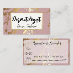 Tarjeta De Visita Recordatorio de cita con dermatólogo Rose Marble 1