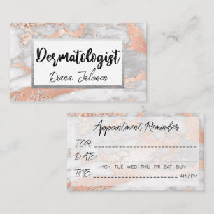 Tarjeta De Visita Recordatorio de cita con dermatólogo Rose Marble 1