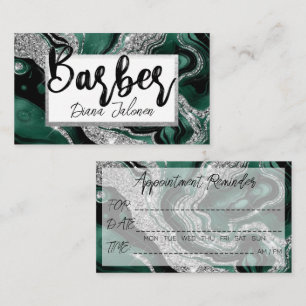 Tarjeta De Visita Recordatorio de cita con el barbero Mármol verde p